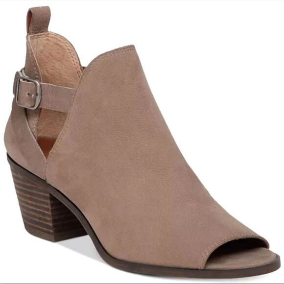 Lucky Brand Women's Banu Cutout Suede Brown Heeled Booties Size 6.5 - Picture 1 of 10